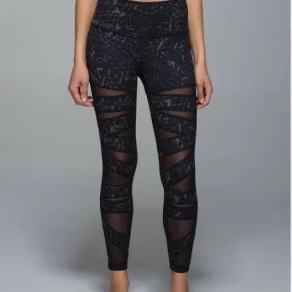 Lululemon High Times Pant (Mesh) Star Crushed Coal Black 8 - Picture 1 of 4